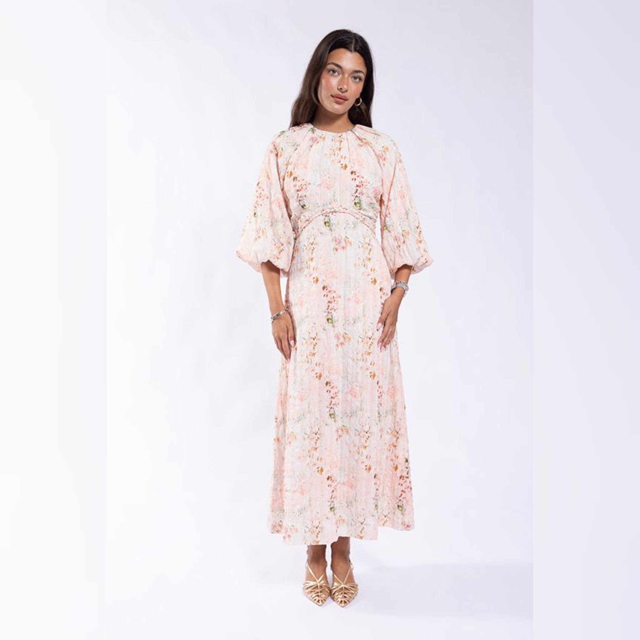 pink empire dress Soft Pink Floral Empire Waist Dress