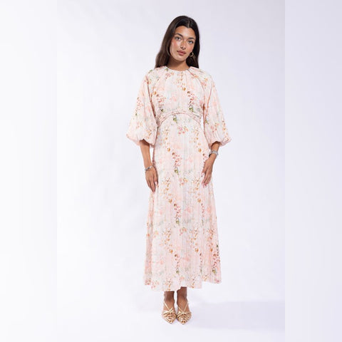 Soft Pink Floral Empire Waist Dress
