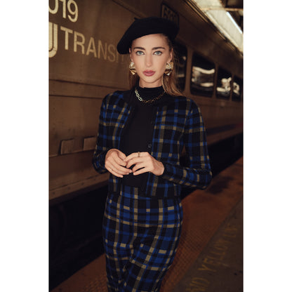 Jacquard Knit Plaid Skirt Adina LV - The Mimi Boutique
