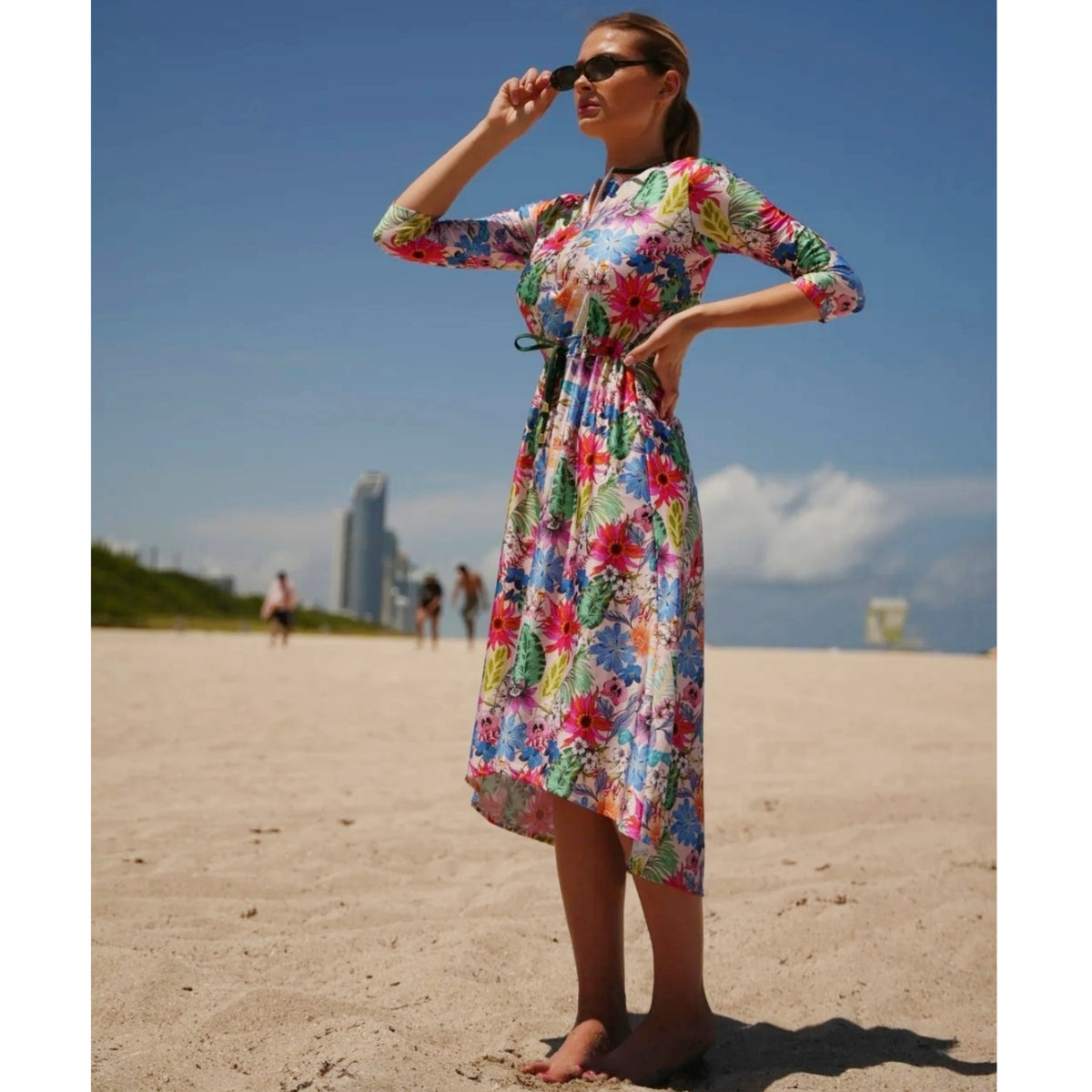 Hannah High Low Swim Dress Floral CVRGE