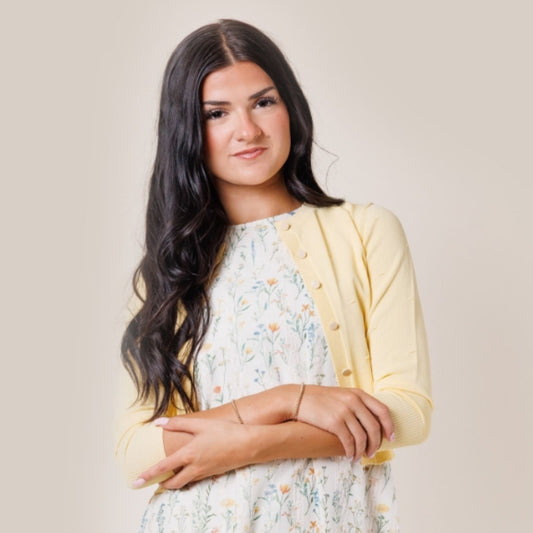 Yellow Crew Neck Cardigan Lilac Teen