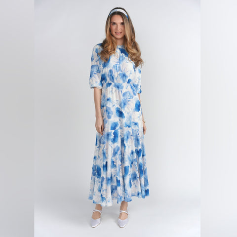 Floria Sky Water Blue Floral Dress