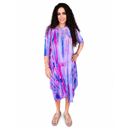 Georgiana Dress Pink Blue Tie Dye