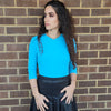 Smokey Turquoise V Neck Microribbed Tshirt