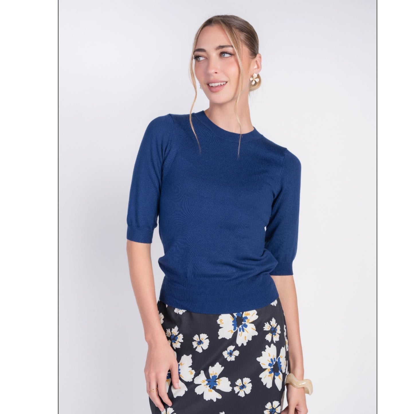 London Blue 3/4 Sleeve Sweater Adina LV