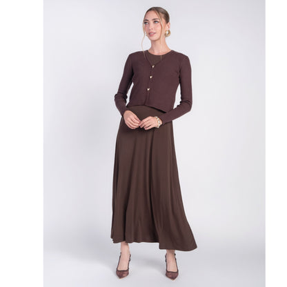Chocolate Sleeveless Jersey Dress Adina LV