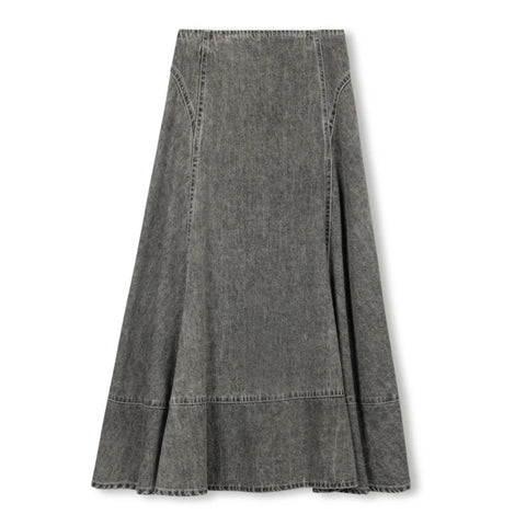Black Denim Stitch Maxi Skirt