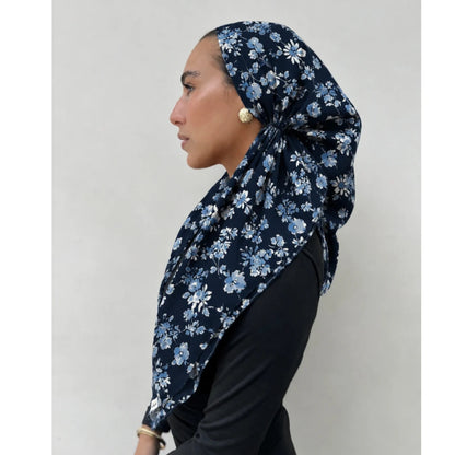 Navy Blossom Headscarf SB
