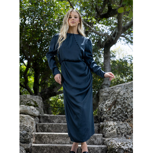 Slate Satin Dress - The Mimi Boutique