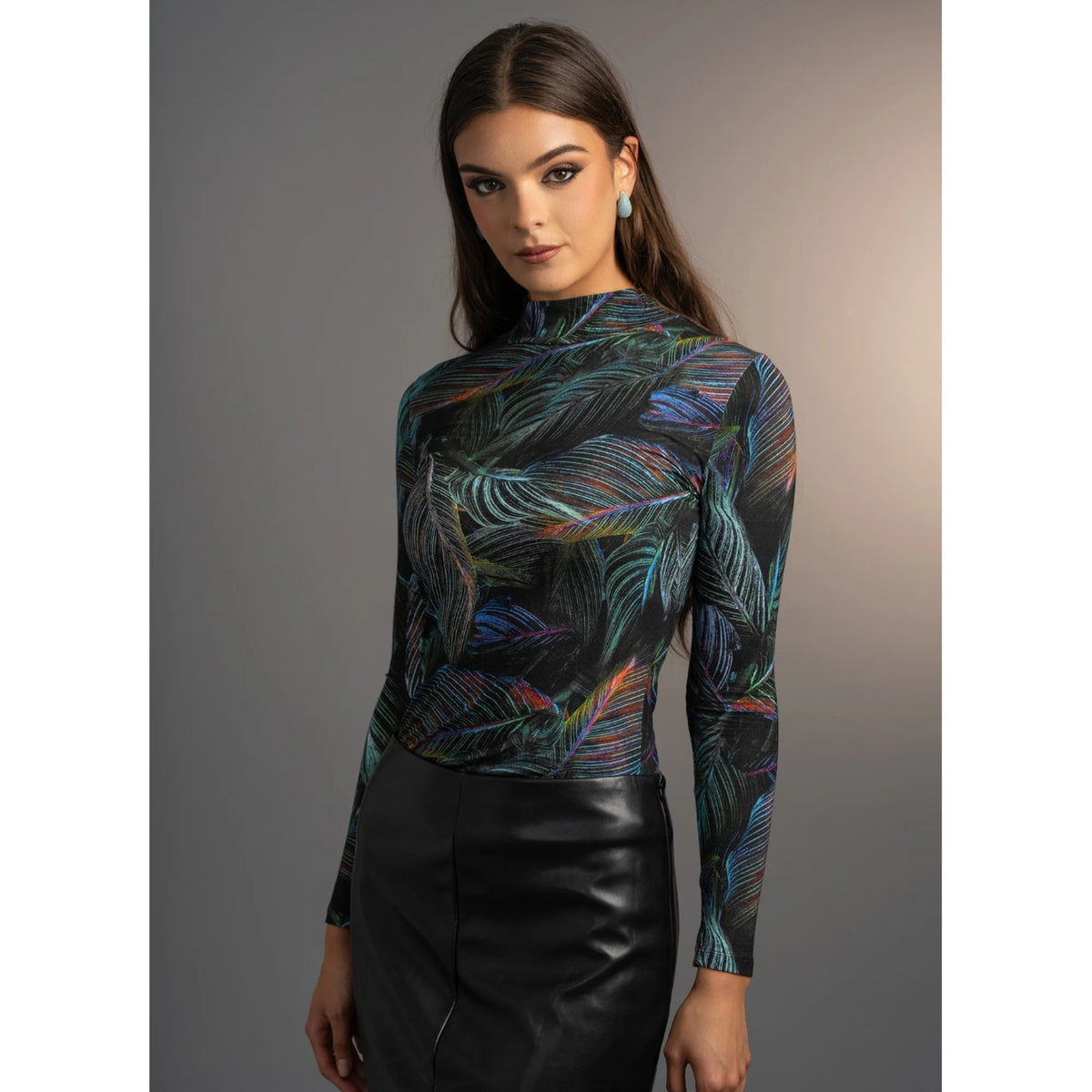 Neon Jungle Mock Neck Top