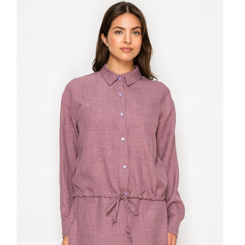 Mauve Cinch Waist Blouse