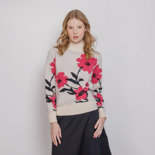 Pink Large Flower Sweater - The Mimi Boutique