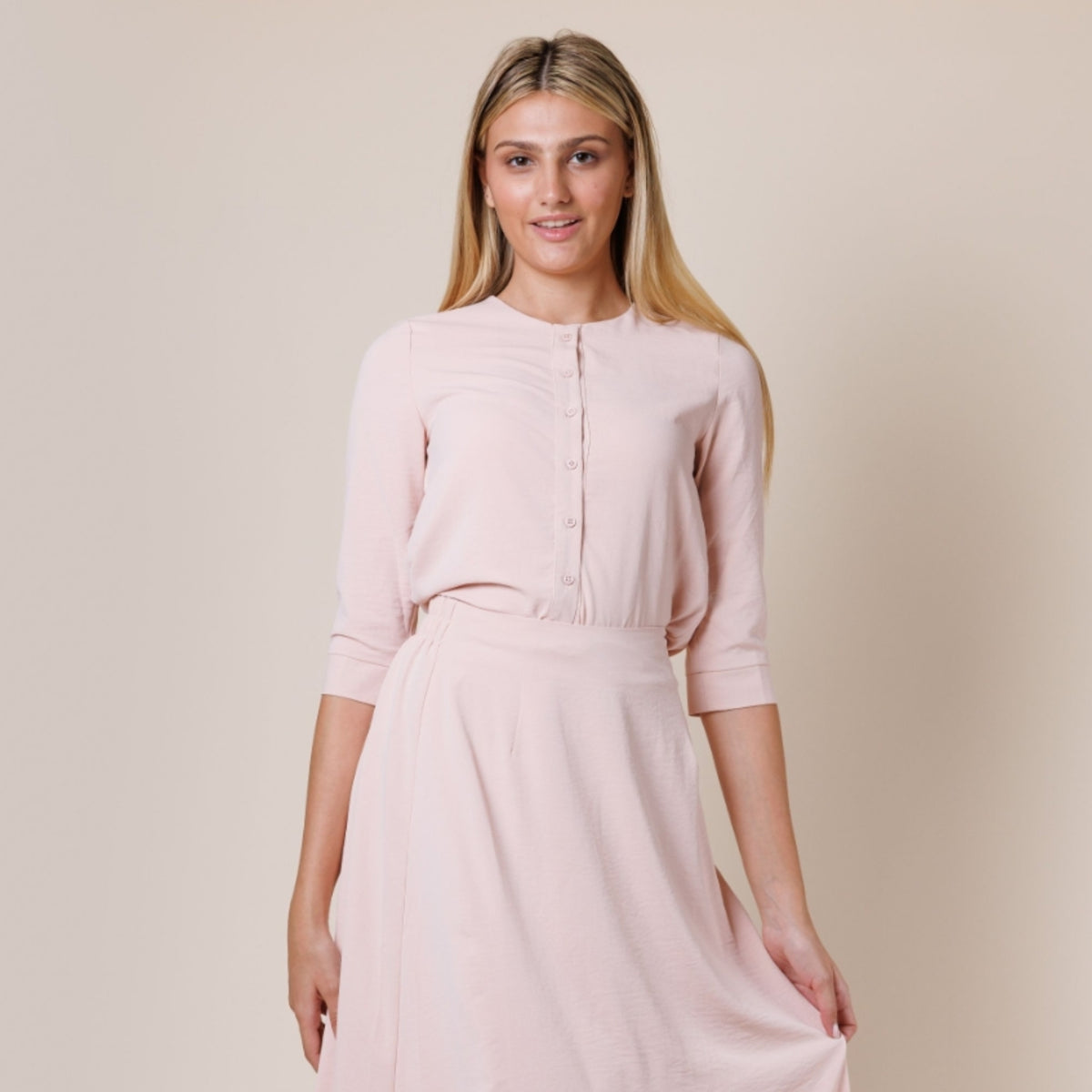 Peach Button Down Top Lilac Teen