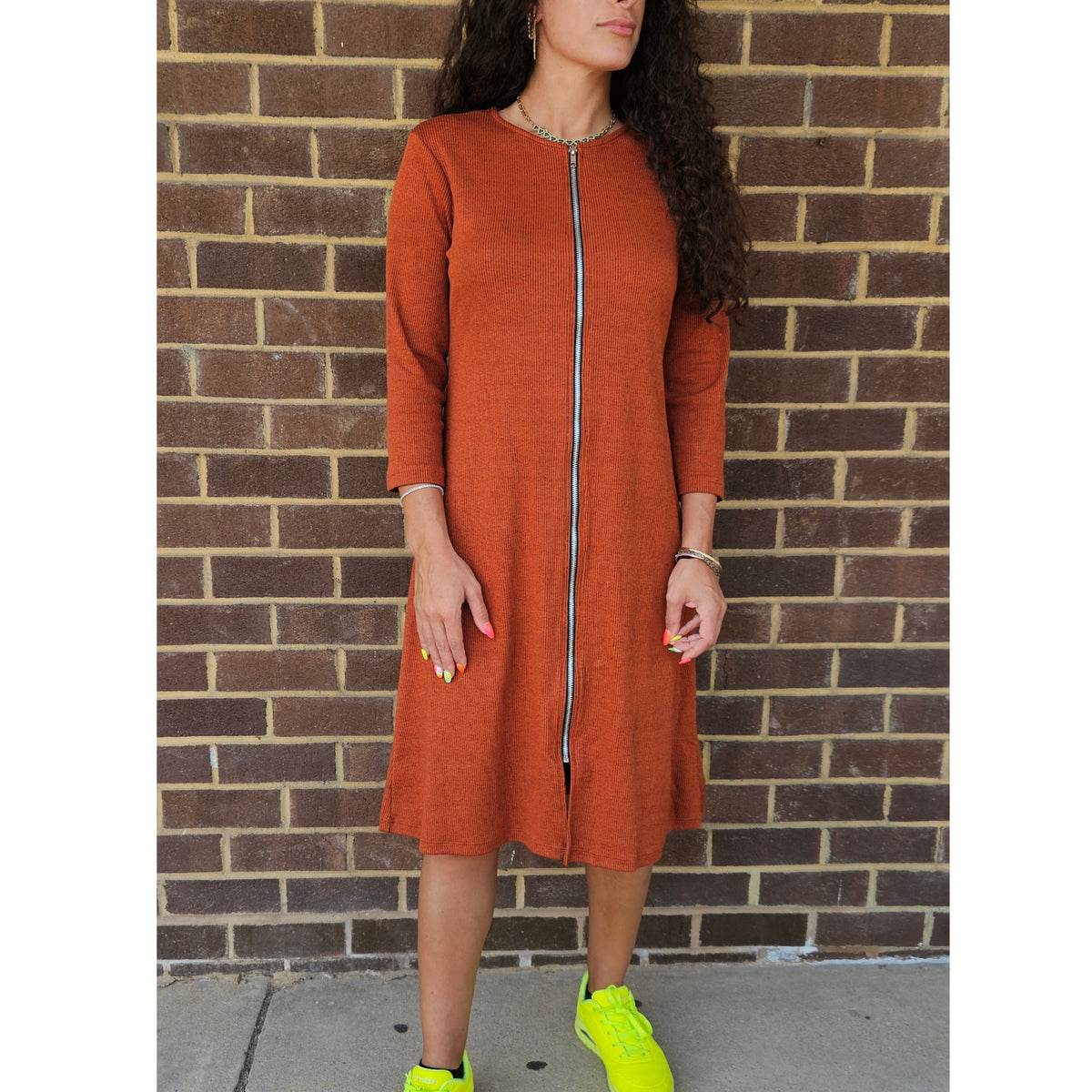 Rust Sweater Zip Dress KMW