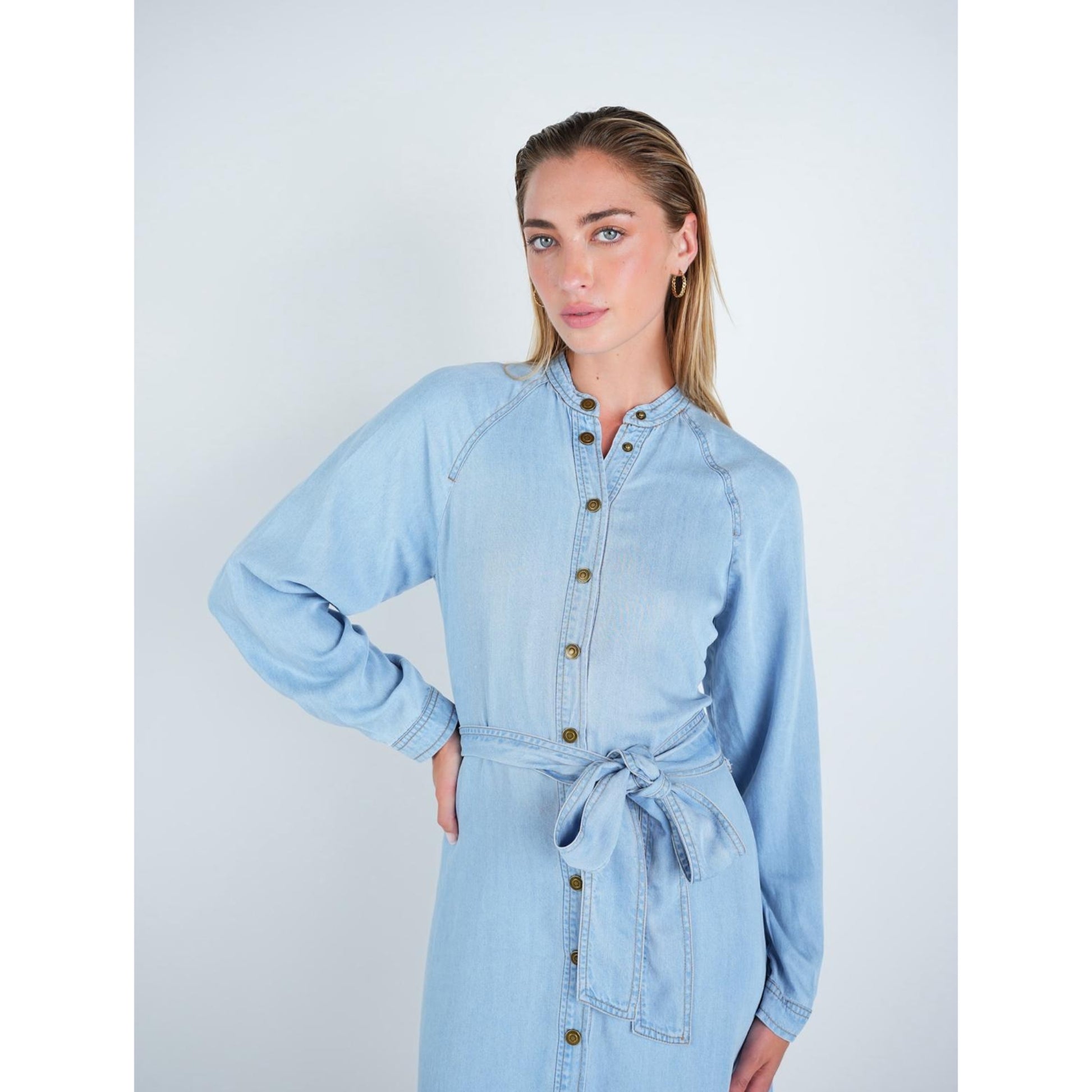 Blue Denim Abgin Shirt Dress - The Mimi Boutique