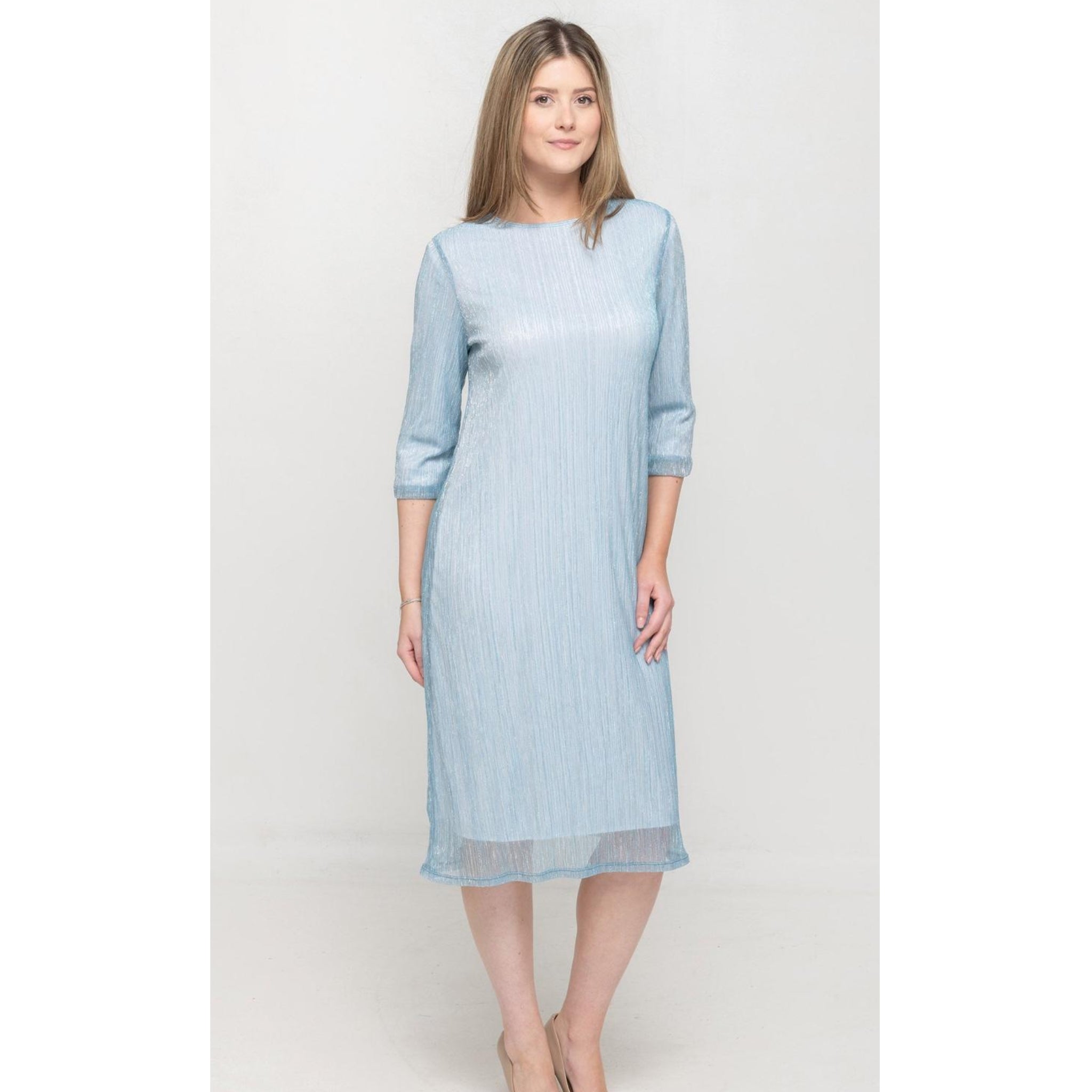 pleated satin dress Pleated Satin Dress Blue Shimmer – The Mimi Boutique