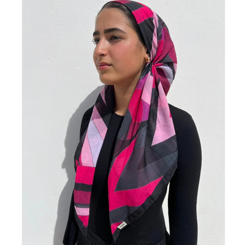 Pucci Inspired Fuchsia Art DecoPre-tied SB Headscarf