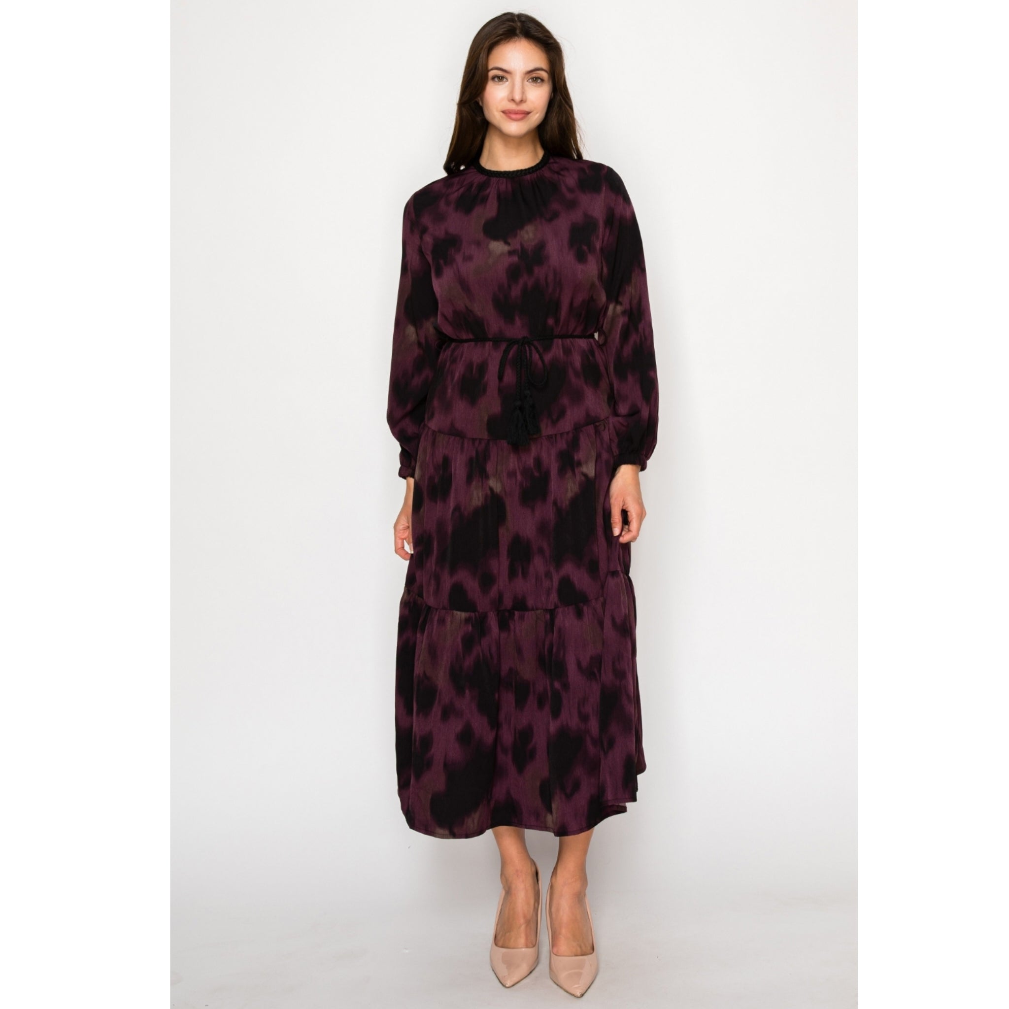 Burgundy Print Rope Dress Burgundy Print Rope Dress