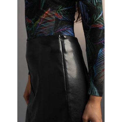 Black Stone Belle Fringe Leather Skirt