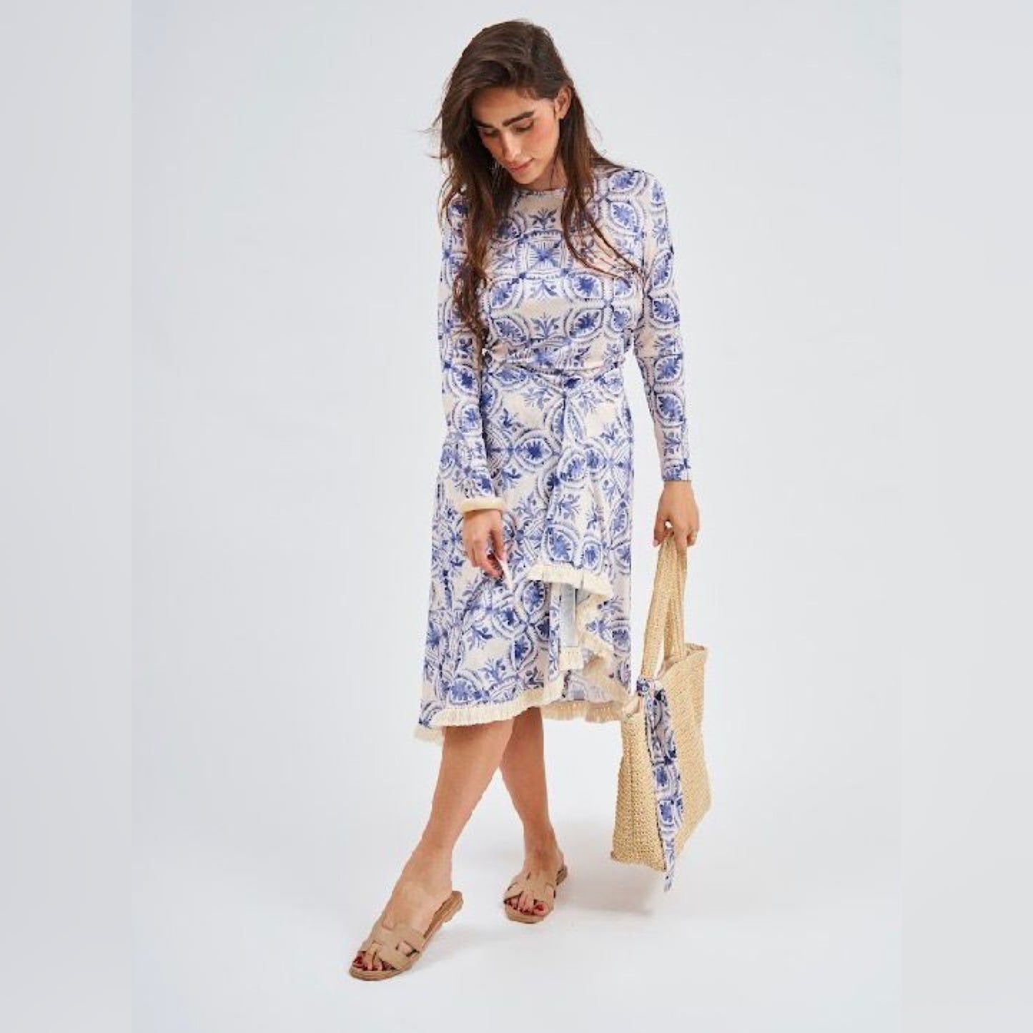 Blue Lapis Loose Basic Dress with Wrap DF