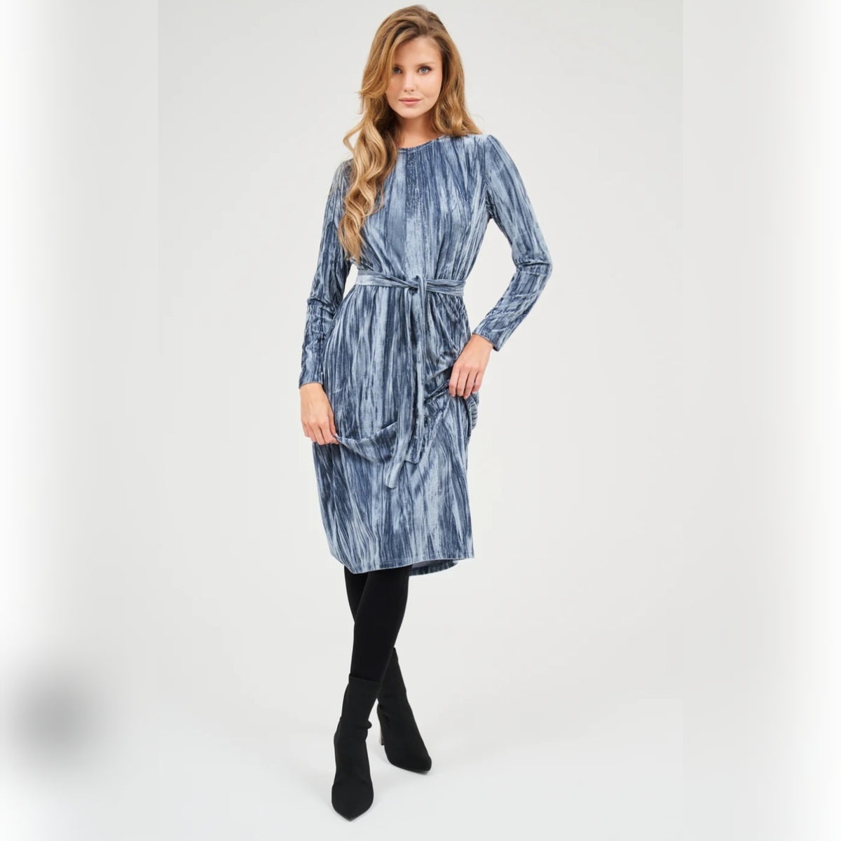 Loose Basic Dress Velvet Grey