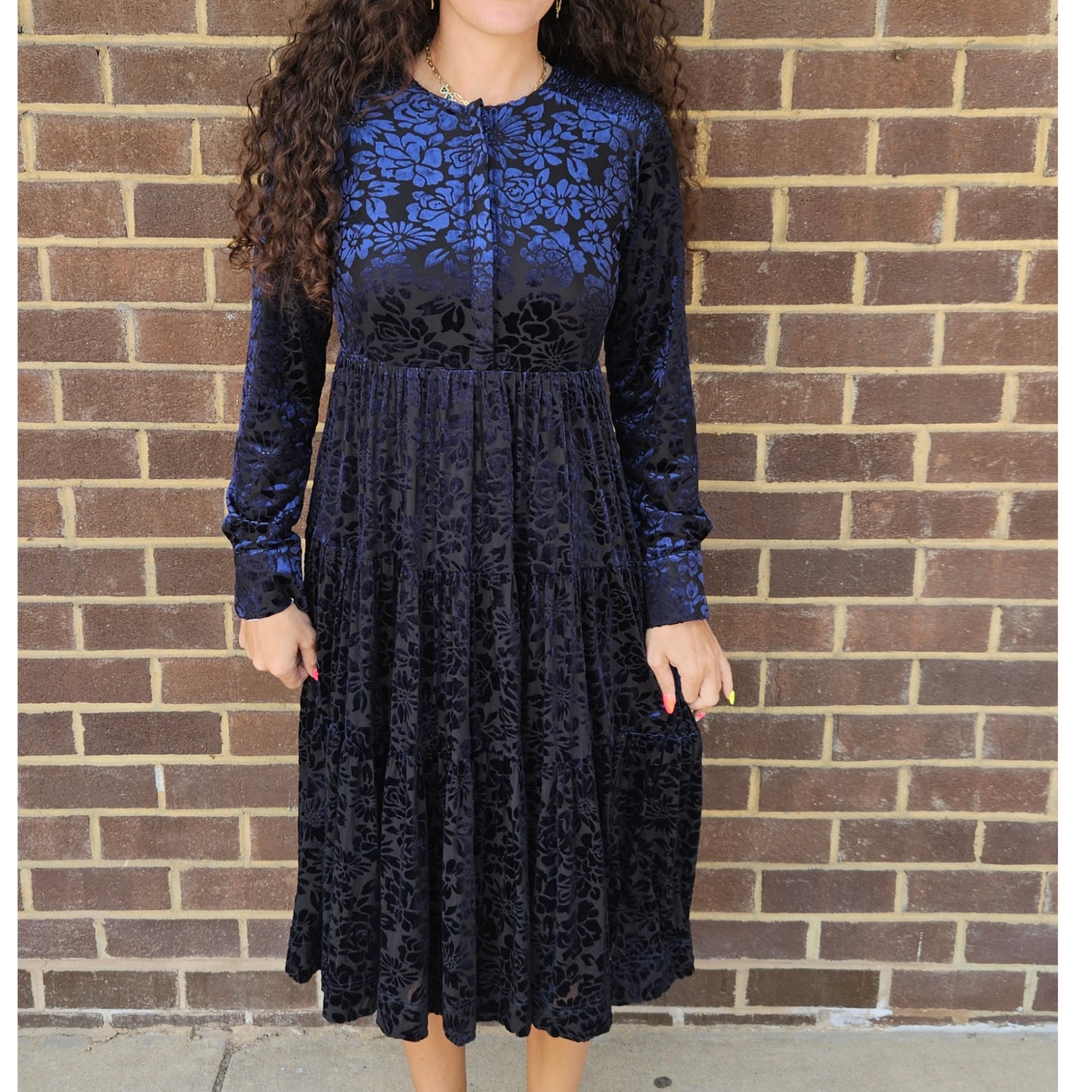 Velvet Floral Dress Lilac Teen - The Mimi Boutique