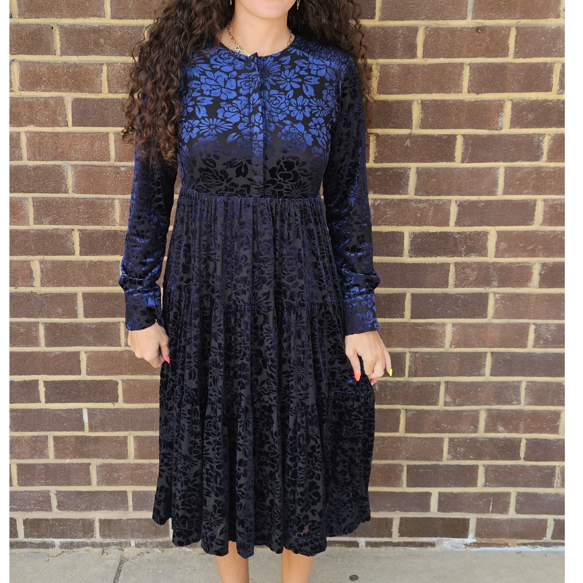 Velvet Floral Dress Lilac Teen - The Mimi Boutique