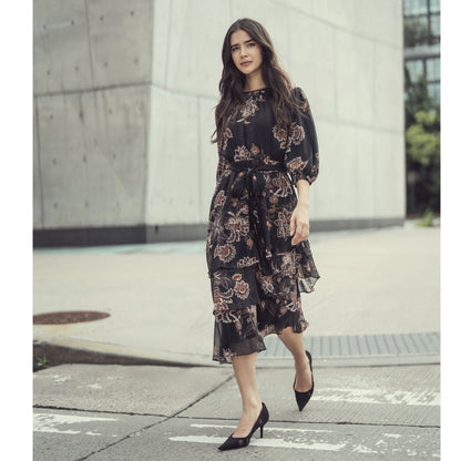 Raquel Layered Dress Black Paisley - The Mimi Boutique