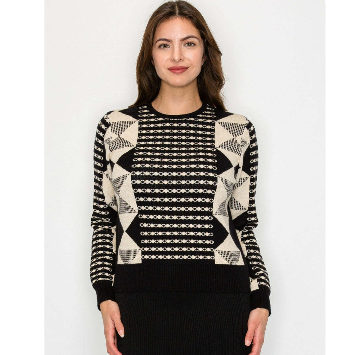 Printed Shimmer Sweater Black - The Mimi Boutique