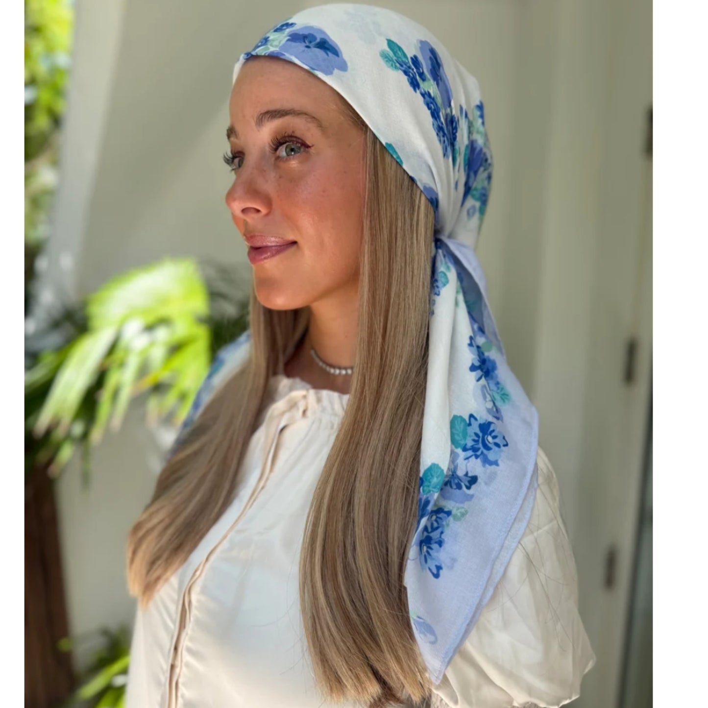 White Blue Floral Headscarf SB (More Styles)