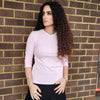 Pale Pink V Neck Microribbed Tshirt