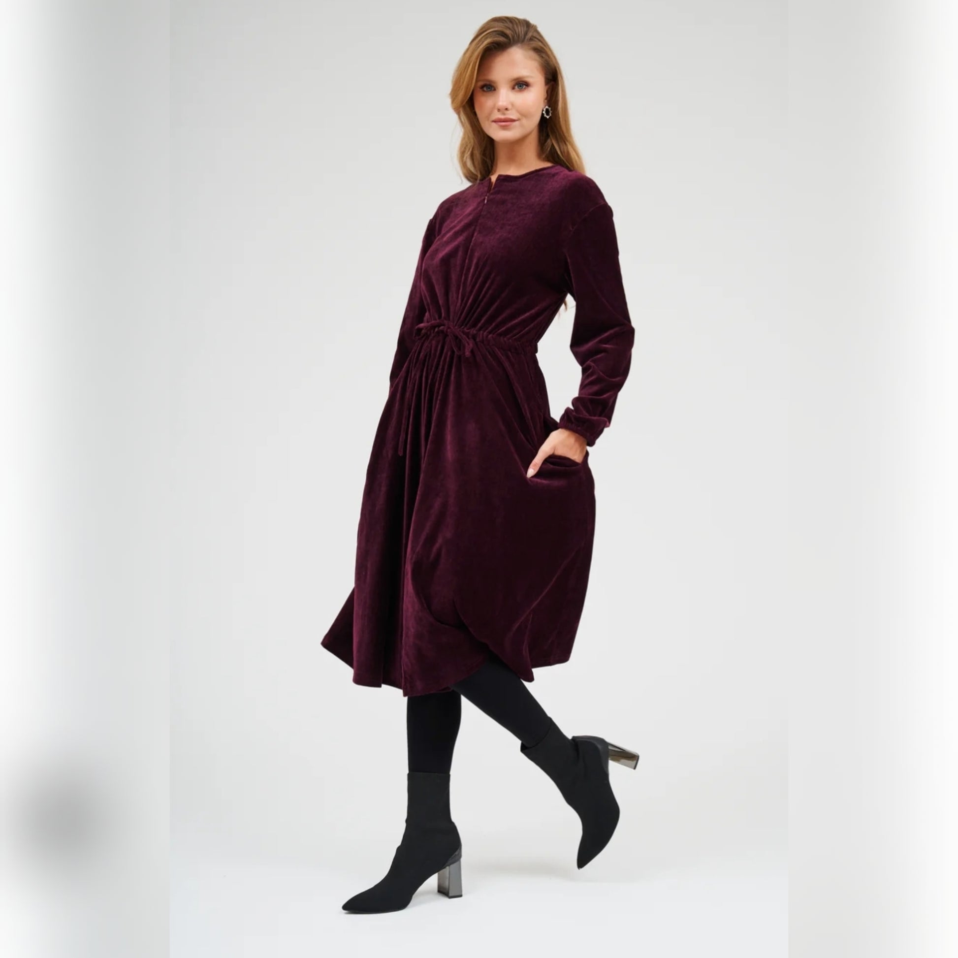 Velvet Lia Dress Bordeaux DF - The Mimi Boutique