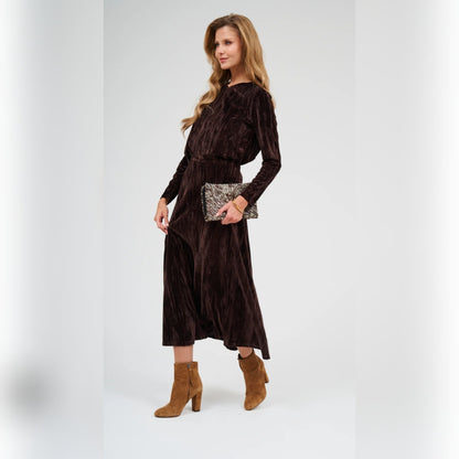 Velvet Midi Skirt Hazelnut DF - The Mimi Boutique
