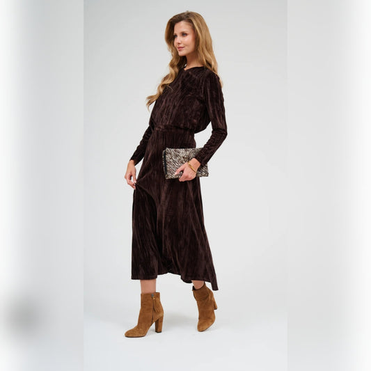 Velvet Midi Skirt Hazelnut DF - The Mimi Boutique