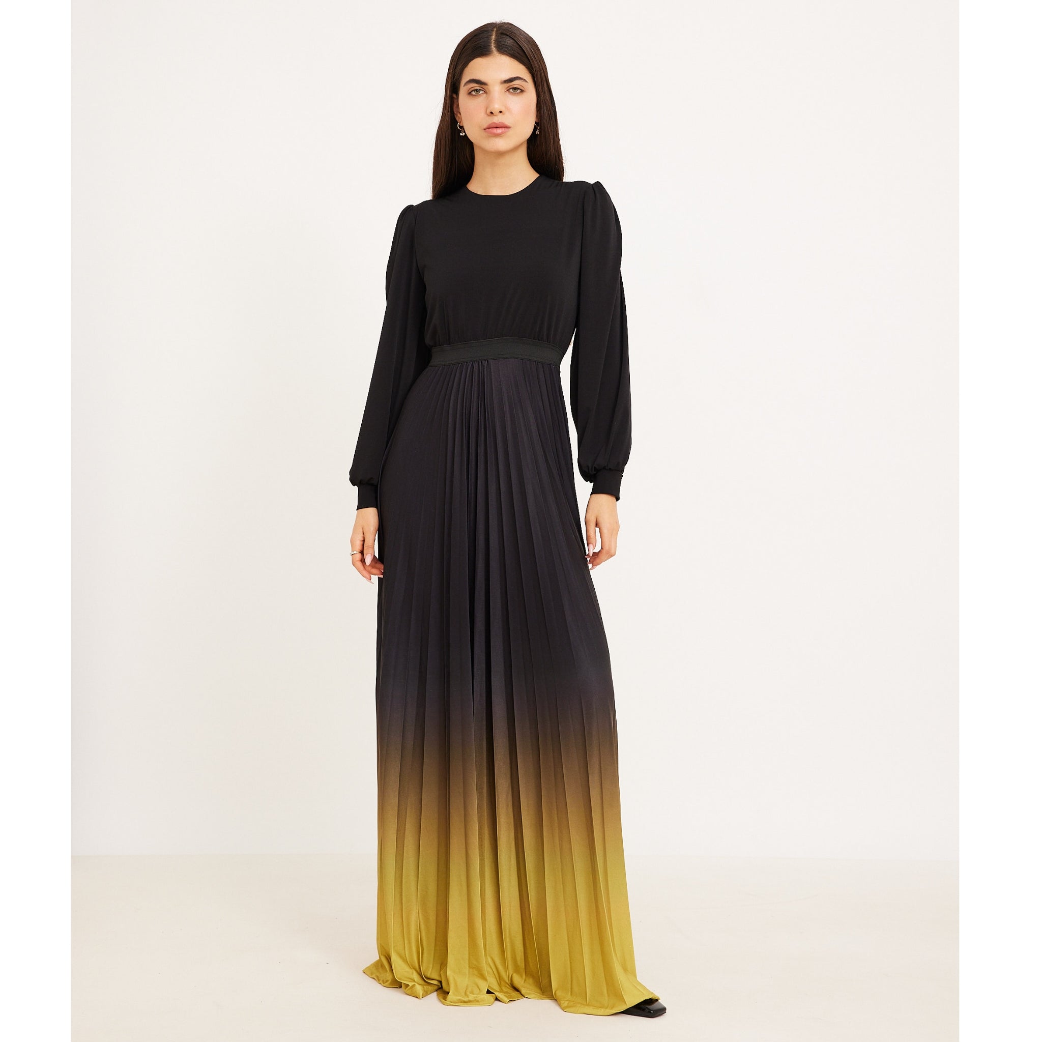 long sleeve ombre maxi dress Sunshine 79 Ombre Illusions Long Sleeve Maxi Dress