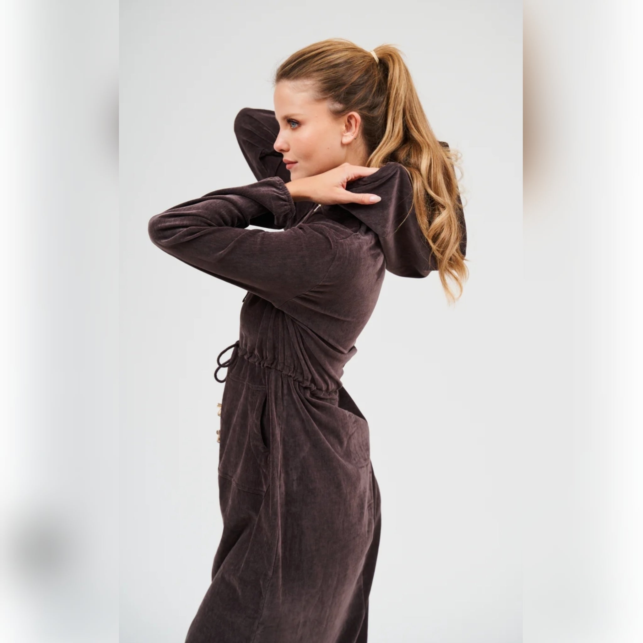 Hoodie Long Dress Chocolate DF