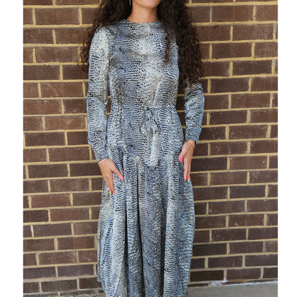 Grey Print Drawstring Dress Lilac Teen - The Mimi Boutique