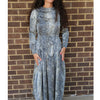 Grey Print Drawstring Dress Lilac Teen