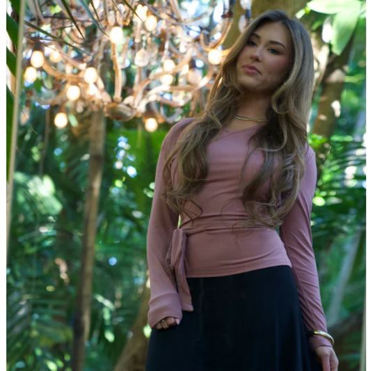 Faux Wrap Tee Pink