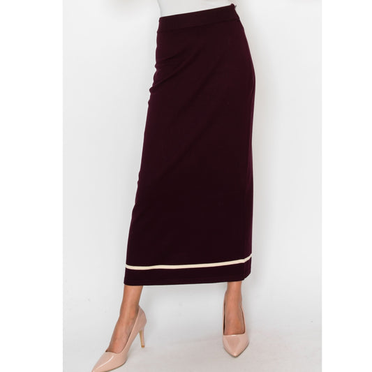 Straight Burgundy Knit Yal Skirt