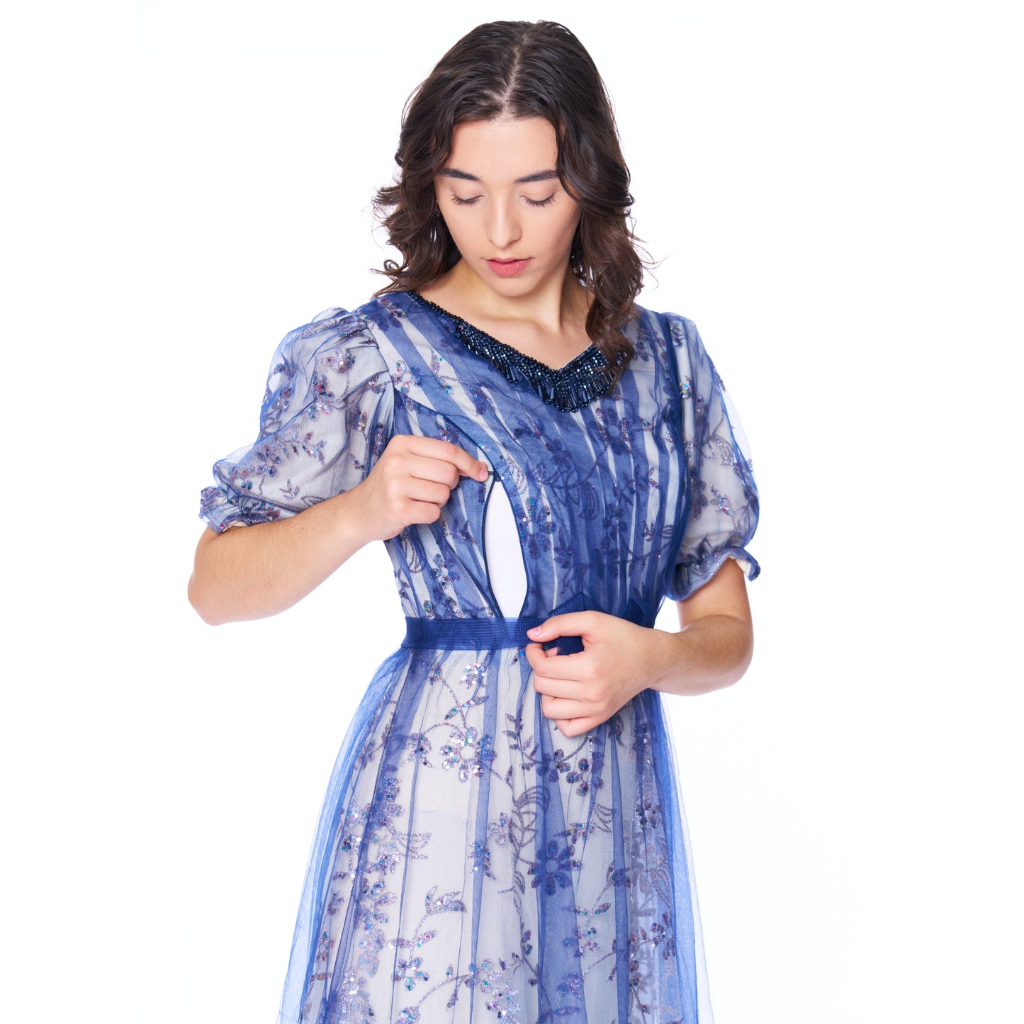 Blue Beaded Gown