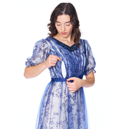 Blue Beaded Gown