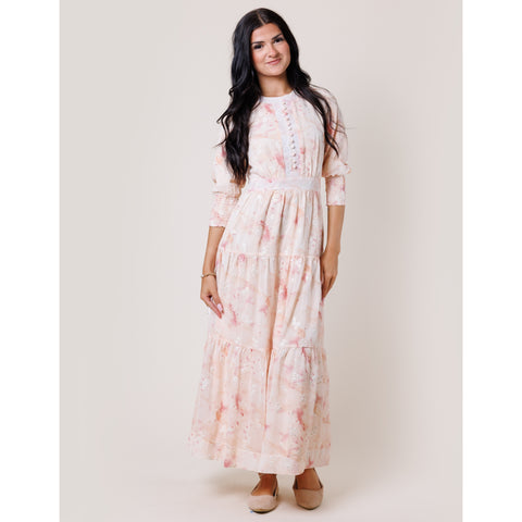 Peach Floral Tiered Dress Lilac Teen