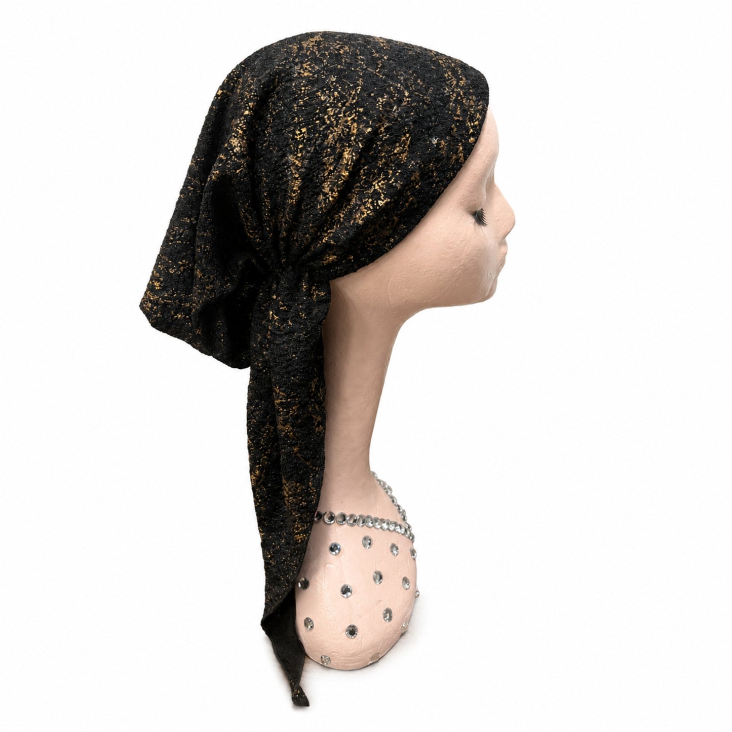 Metallic Foil Short Tail Pre-Tied Scarf Atifa