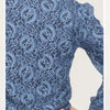 Puffy Sleeve Blouse Blue Lace