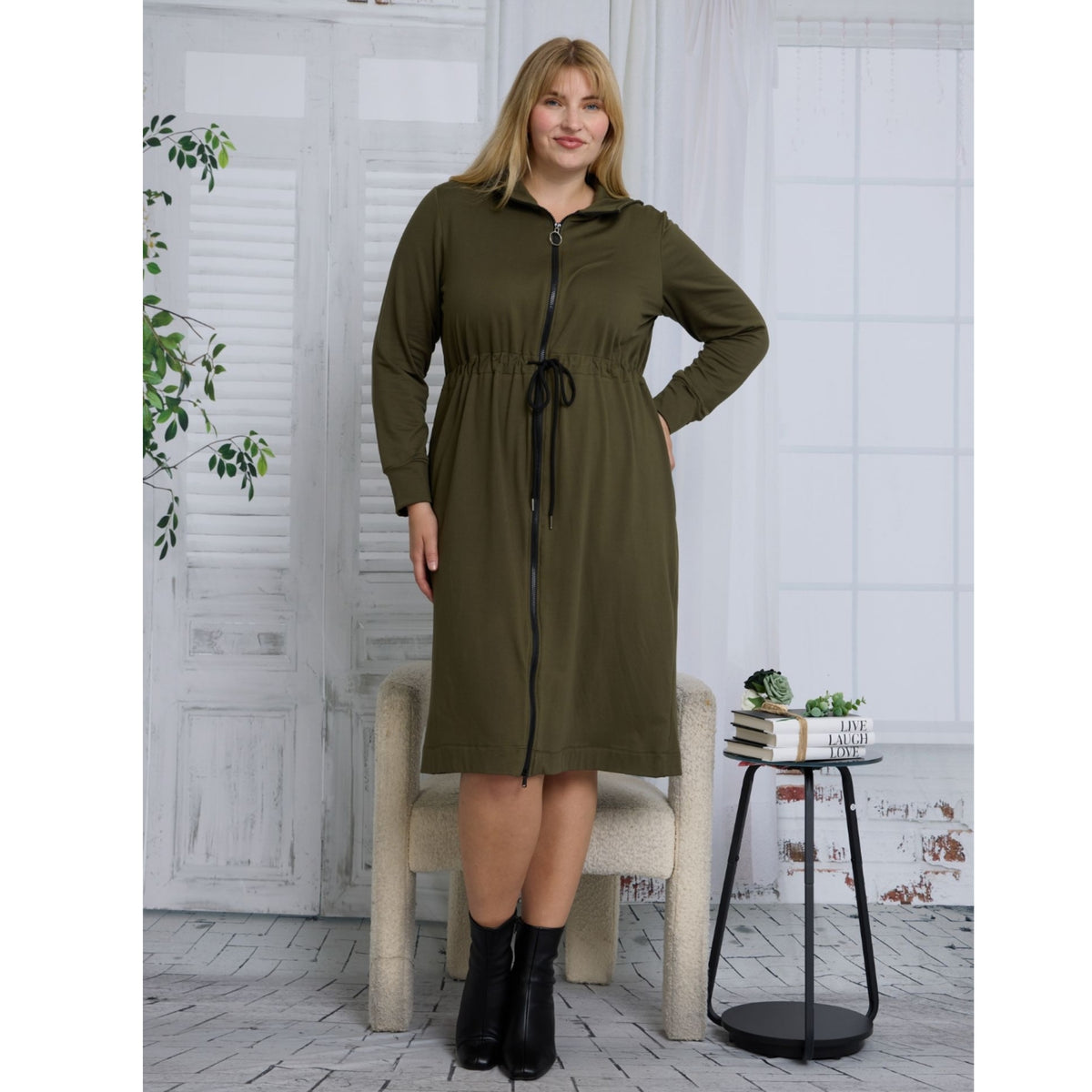 Plus Rhea Olive Dress