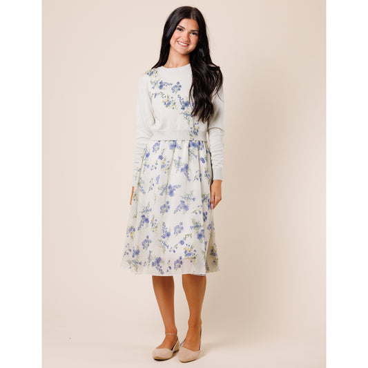 Green & Blue Flower Skirt Lilac Teen