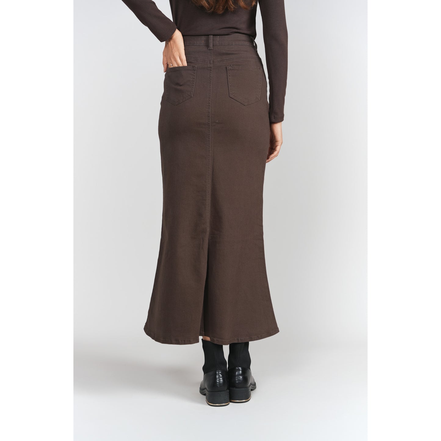 Brown Mermaid Maxi Denim Skirt Adina LV