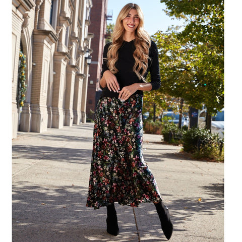 Cosmo Slip Skirt Black Floral
