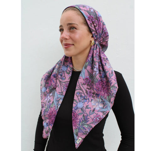 Deep Plum Florals Headscarf SB